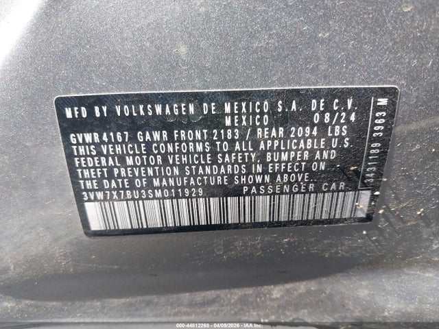 Продажа на аукционе авто 2025 Volkswagen Jetta 1.5t Se, vin: 3VW7X7BU3SM011929, номер лота: 44812268