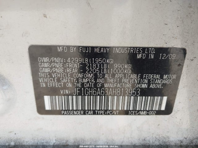 2010 SUBARU IMPREZA JF1GH6A63AH813953 Photo 8