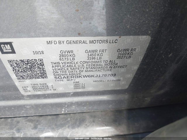 2019 Buick Enclave Fwd Essence მანქანა იყიდება აუქციონზე, vin: 5GAERBKW6KJ179703, აუქციონის ნომერი: 44812286