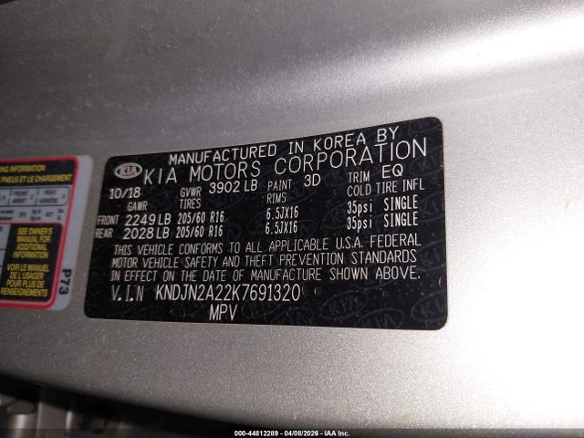 2019 Kia Soul მანქანა იყიდება აუქციონზე, vin: KNDJN2A22K7691320, აუქციონის ნომერი: 44812289