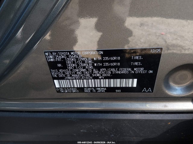 Aukcja sprzedaży 2026 Toyota Bz Xle, vin: JTMBDAFB5TJ016026, numer aukcji: 44812343