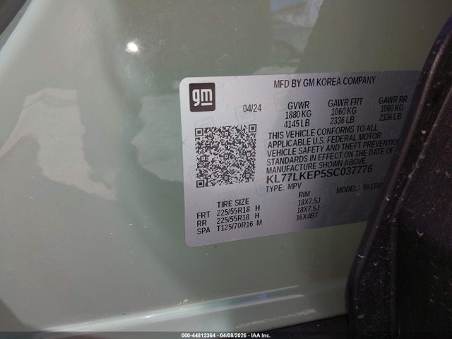 KL77LKEP5SC037776 Chevrolet Trax Fwd Activ