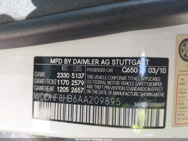 Aukcja sprzedaży 2010 Mercedes-benz E 350 4matic, vin: WDDHF8HB6AA209895, numer aukcji: 44812368
