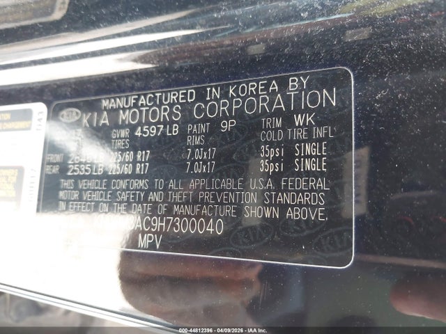 Aukcja sprzedaży 2017 Kia Sportage Lx, vin: KNDPM3AC9H7300040, numer aukcji: 44812396