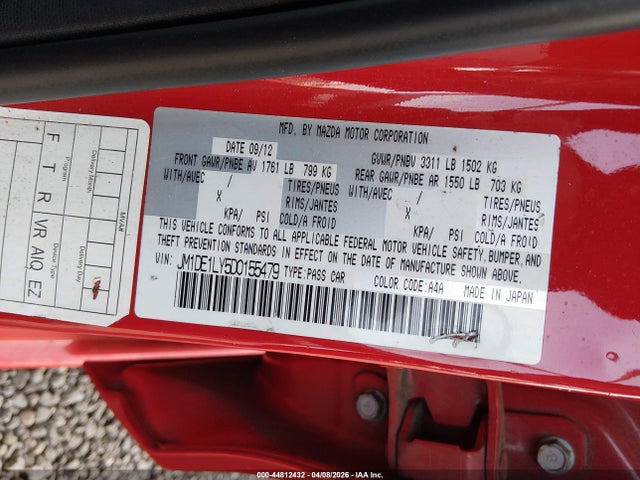 2013 Mazda Mazda2 Touring მანქანა იყიდება აუქციონზე, vin: JM1DE1LY5D0155479, აუქციონის ნომერი: 44812432