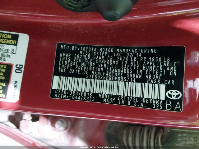 Toyota COROLLA LE 2014 5YFBURHE8EP095714 Image 9