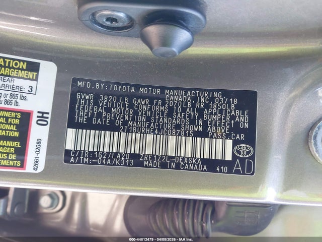 2T1BURHE4JC087815 Toyota Corolla Xse