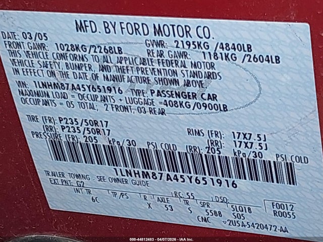 Продаж на аукціоні авто 2005 Lincoln Ls V8, vin: 1LNHM87A45Y651916, номер лоту: 44812483