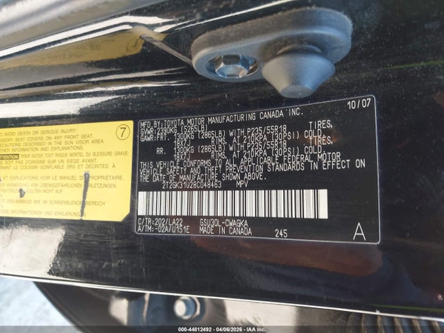 Продаж на аукціоні авто 2008 Lexus Rx 350, vin: 2T2GK31U28C048463, номер лоту: 44812492