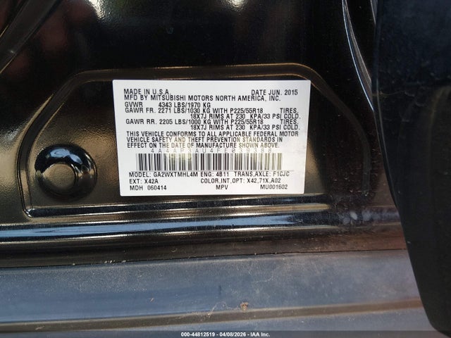 Aukcja sprzedaży 2015 Mitsubishi Outlander Sport Es, vin: 4A4AP3AU4FE039388, numer aukcji: 44812519