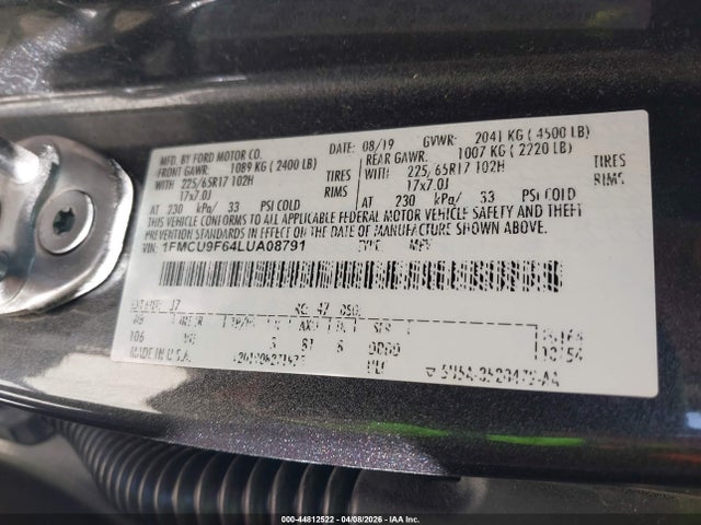Продажа на аукционе авто 2020 Ford Escape S, vin: 1FMCU9F64LUA08791, номер лота: 44812522
