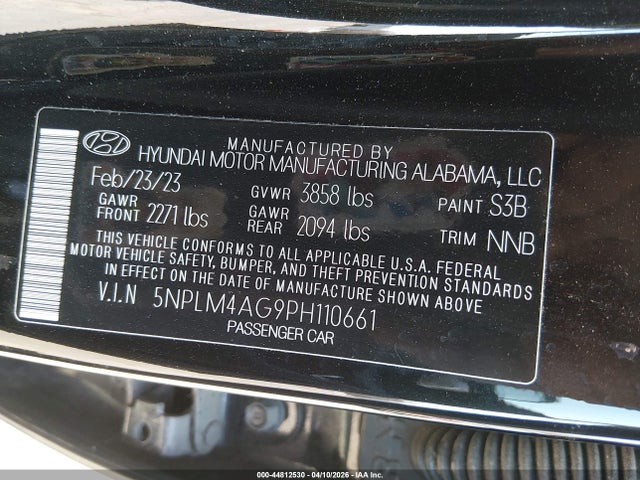 Aukcja sprzedaży 2023 Hyundai Elantra Sel, vin: 5NPLM4AG9PH110661, numer aukcji: 44812530