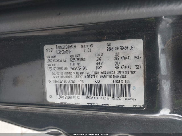 2000 DODGE RAM 1500 1B7HC13Y3YJ171929 Photo 8