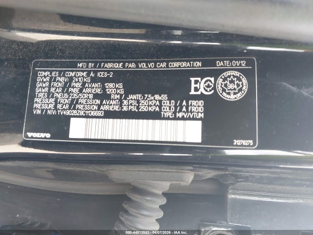 2012 VOLVO XC70 YV4902BZ8C1136693 Photo 8