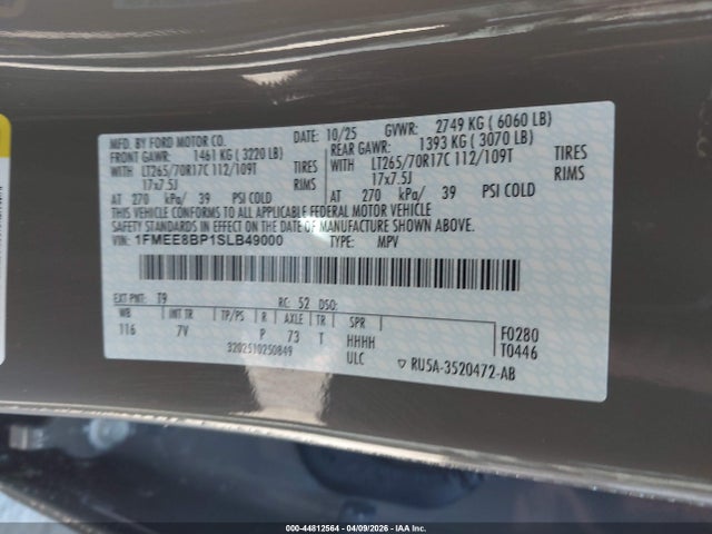 2025 Ford Bronco Outer Banks მანქანა იყიდება აუქციონზე, vin: 1FMEE8BP1SLB49000, აუქციონის ნომერი: 44812564