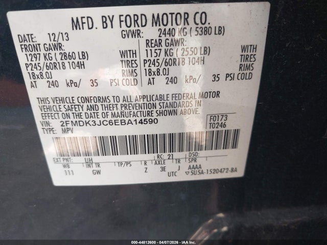 Ford EDGE SEL 2014 2FMDK3JC6EBA14590 Image 9