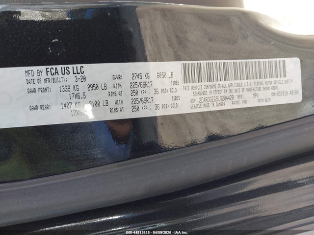 Продаж на аукціоні авто 2020 Dodge Grand Caravan Gt, vin: 2C4RDGEG9LR204428, номер лоту: 44812615