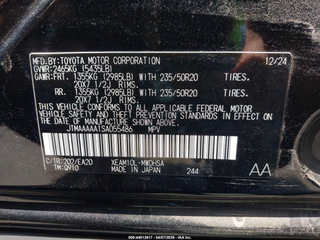 JTMAAAAA1SA055486 Toyota Bz4x Limited