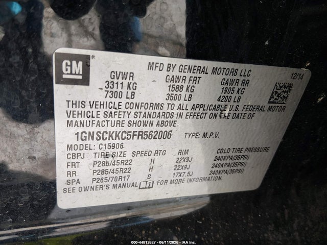 1GNSCKKC5FR562006 Chevrolet Suburban 1500 Ltz