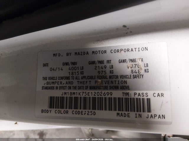 Aukcja sprzedaży 2014 Mazda Mazda3 I Sport, vin: JM1BM1K75E1202699, numer aukcji: 44812647