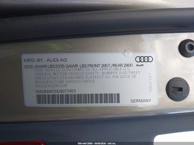 Aukcja sprzedaży 2020 Audi A6 Premium Plus 45 Tfsi Quattro S Tronic, vin: WAUE8AF20LN077453, numer aukcji: 44812689