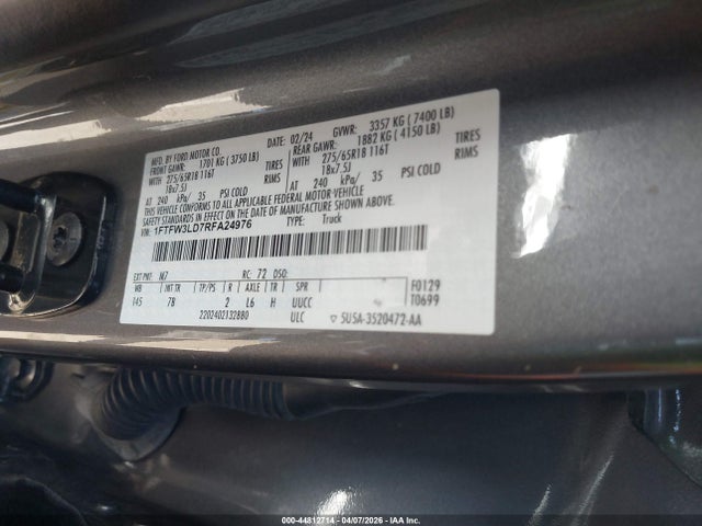 Продажа на аукционе авто 2024 Ford F-150 Xlt, vin: 1FTFW3LD7RFA24976, номер лота: 44812714