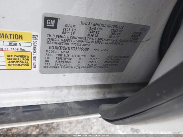 Aukcja sprzedaży 2016 Buick Enclave Premium, vin: 5GAKRCKD7GJ116589, numer aukcji: 44812716