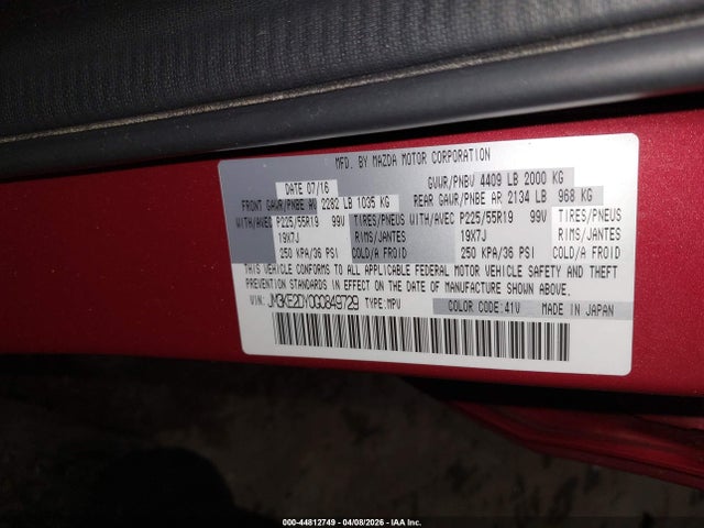 Продаж на аукціоні авто 2016 Mazda Cx-5 Grand Touring, vin: JM3KE2DY0G0849729, номер лоту: 44812749
