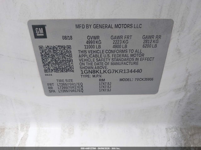 1GN8KLKG7KR134440 Chevrolet Suburban 3500hd Ls