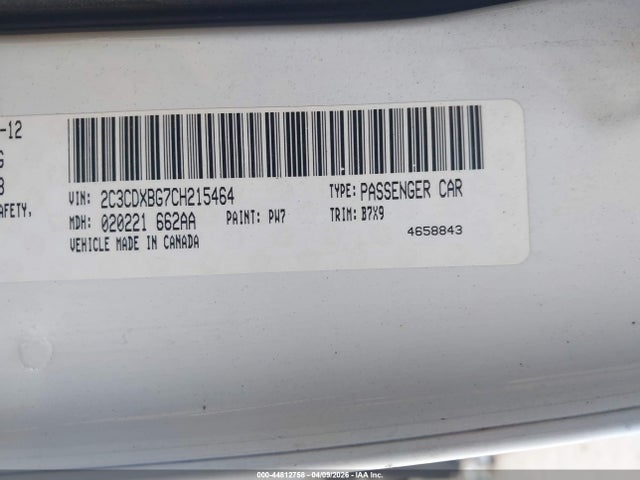 Продажа на аукционе авто 2012 Dodge Charger Se, vin: 2C3CDXBG7CH215464, номер лота: 44812758
