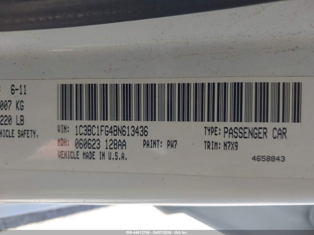 2011 Chrysler 200 Touring მანქანა იყიდება აუქციონზე, vin: 1C3BC1FG4BN613436, აუქციონის ნომერი: 44812786