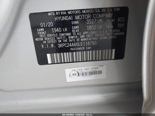 2020 HYUNDAI ACCENT 3KPC24A60LE118790 Photo 8