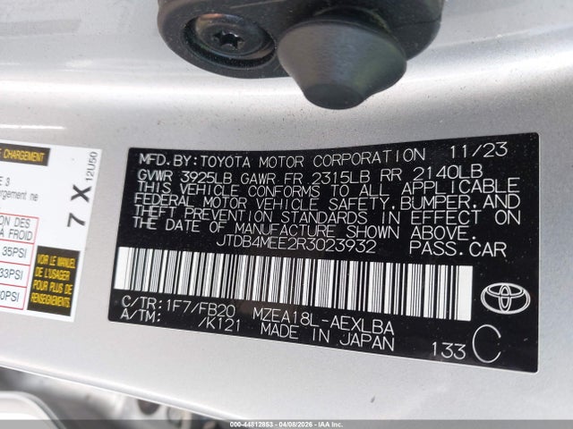 Toyota COROLLA LE 2024 JTDB4MEE2R3023932 Image 9