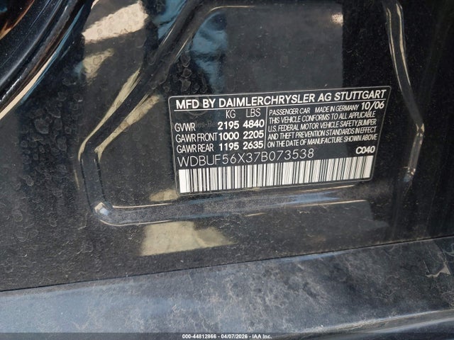 Aukcja sprzedaży 2007 Mercedes-benz E 350, vin: WDBUF56X37B073538, numer aukcji: 44812866