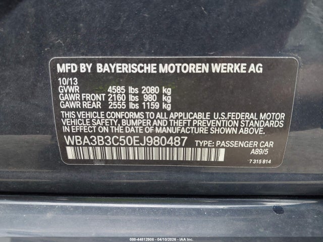 44812908 :رقم المزاد ، WBA3B3C50EJ980487 vin ، 2014 Bmw 328i Xdrive مزاد بيع