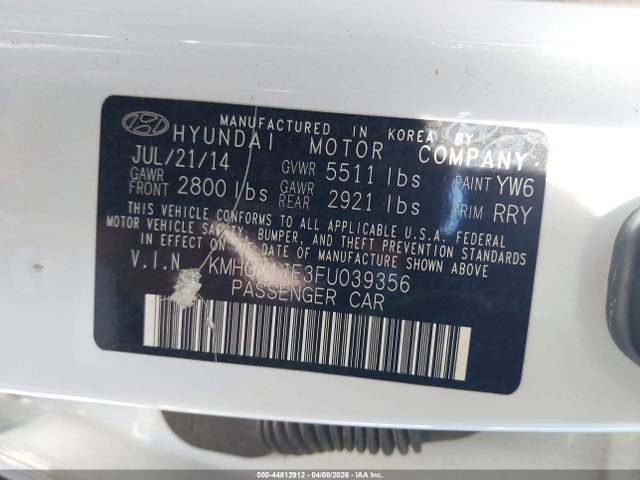 Aukcja sprzedaży 2015 Hyundai Genesis 3.8, vin: KMHGN4JE3FU039356, numer aukcji: 44812912