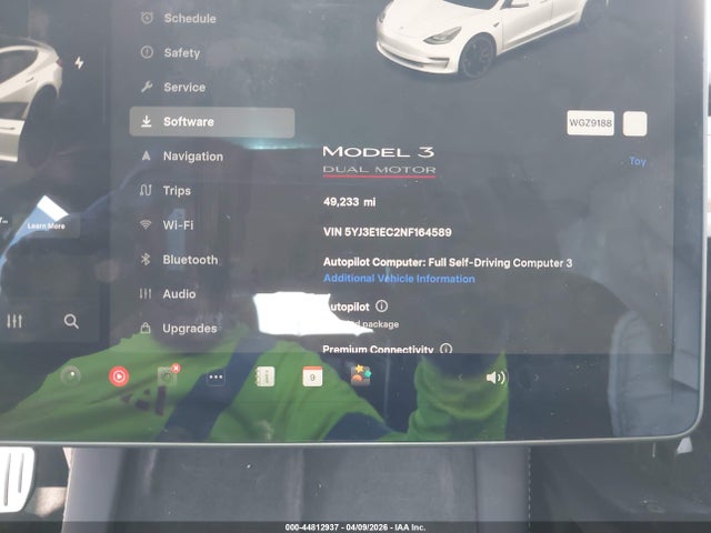 44812937 :رقم المزاد ، 5YJ3E1EC2NF164589 vin ، 2022 Tesla Model 3 Performance Dual Motor All-wheel Drive مزاد بيع