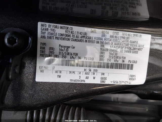 Продажа на аукционе авто 2016 Ford Focus Se, vin: 1FADP3F21GL281957, номер лота: 44812946