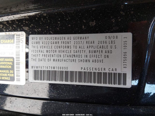 Aukcja sprzedaży 2009 Volkswagen Gti 2-door, vin: WVWFV71K79W108890, numer aukcji: 44812959