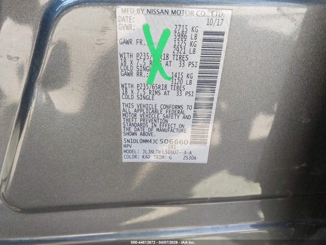 2018 Infiniti Qx60 მანქანა იყიდება აუქციონზე, vin: 5N1DL0MM4JC506660, აუქციონის ნომერი: 44812972