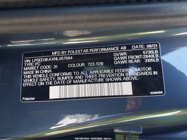 Polestar 2 Long Range Dual Motor 2022 LPSED3KAXNL057564 Image 9