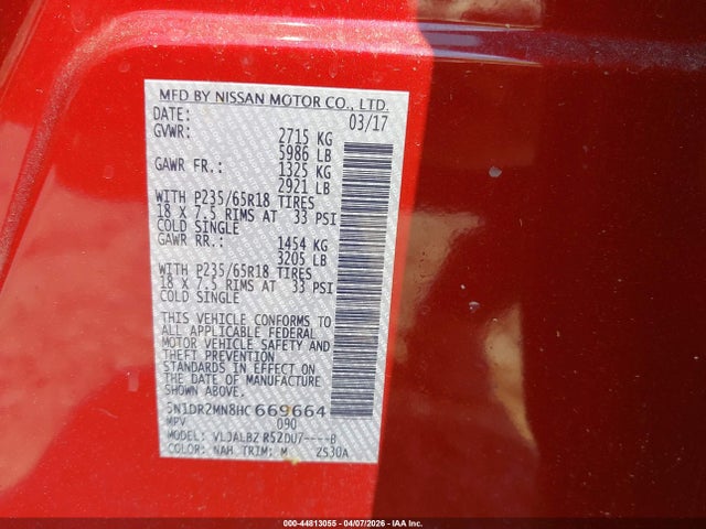 Nissan Pathfinder S 2017 5N1DR2MN8HC669664 Image 9