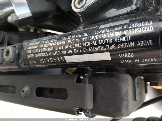 44813069 :رقم المزاد ، JS1VS53A7W2101772 vin ، 1998 Suzuki Vz800 مزاد بيع