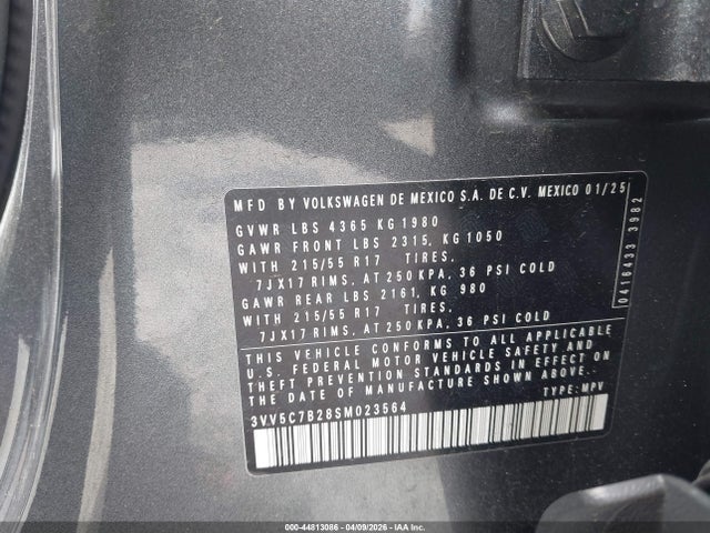Aukcja sprzedaży 2025 Volkswagen Taos 1.5t S, vin: 3VV5C7B28SM023564, numer aukcji: 44813086