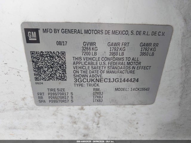 2018 CHEVROLET SILVERADO 1500 3GCUKNEC1JG144424 Photo 8