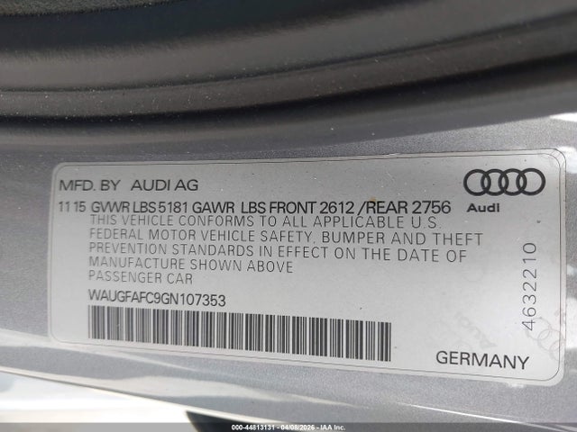 Aukcja sprzedaży 2016 Audi A6 2.0t Premium Plus, vin: WAUGFAFC9GN107353, numer aukcji: 44813131