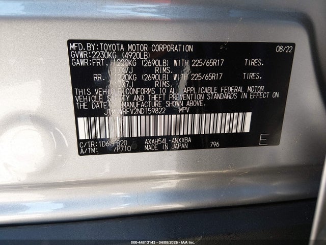 JTMMWRFV2ND159822 Toyota Rav4 Hybrid Le