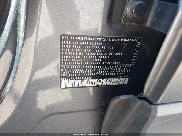 Aukcja sprzedaży 2025 Volkswagen Taos 1.5t Se, vin: 3VVUC7B27SM045261, numer aukcji: 44813151