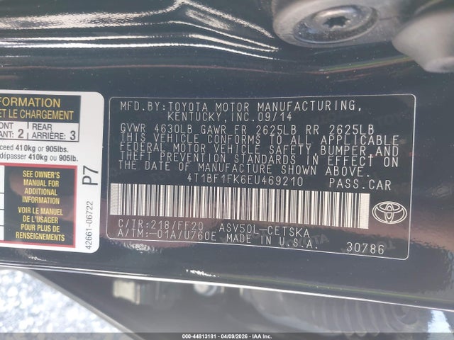 Toyota CAMRY SE 2014 4T1BF1FK6EU469210 Image 9