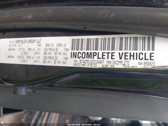 44813230 :رقم المزاد ، 3C7WDMDL2CG124347 vin ، 2012 Ram 5500 Chassis St/slt مزاد بيع